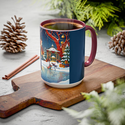 ⛸️🎄 The Christmas Skating Pavilion Colorful Mug – Art Deco Holiday Fantasy