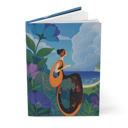 🌊🌺 The Lady Of The Seaside Flower Garden Hardcover Journal – Art Deco Coastal Elegance