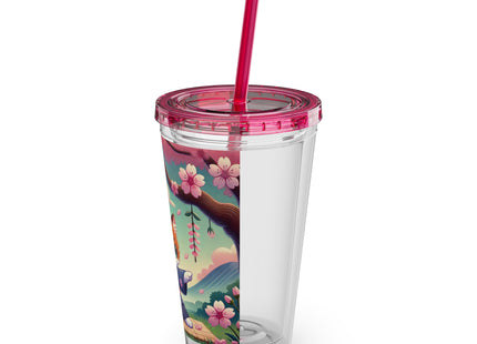 Samurai Kitten Sunsplash Tumbler with Straw, 16oz