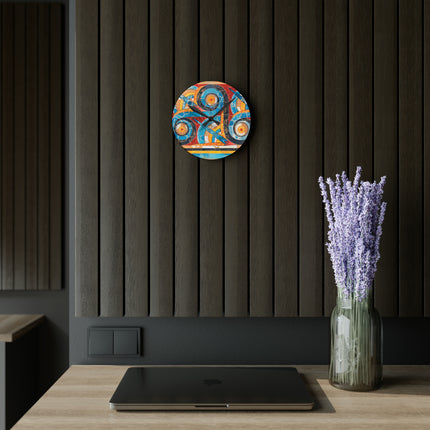 Reproduction of S-Spiral Frieze by Emile Gilliéron Acrylic Wall Clock, Round and Square