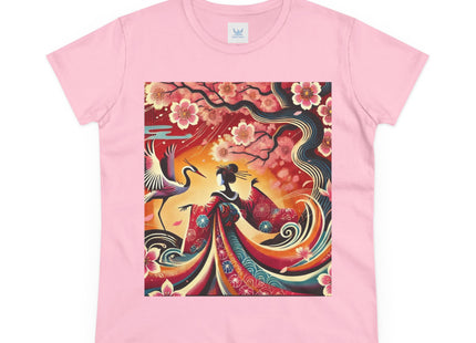 Fairy and Stork Beneath the Cherry Blossoms Cotton Tee