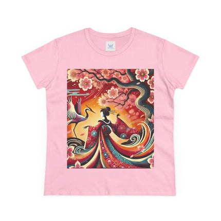 Fairy and Stork Beneath the Cherry Blossoms Cotton Tee