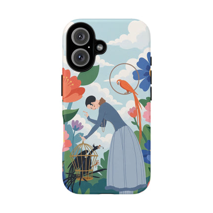 🦜🌺 The Lady Of The Garden Aviary Phone Case – Art Deco Floral Whimsy