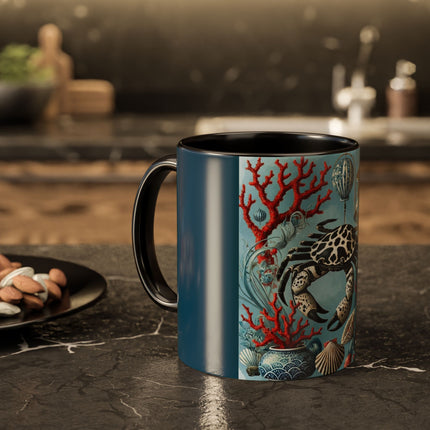 Spotted Crab & Pagoda Colorful Mug – Mystical Ocean & Asian Harmony
