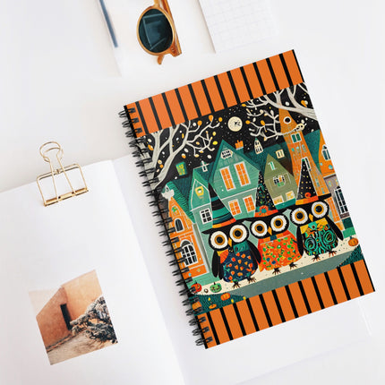 Night of the Trick-or-Treating Owlets Spiral Notebook - Ruled Line