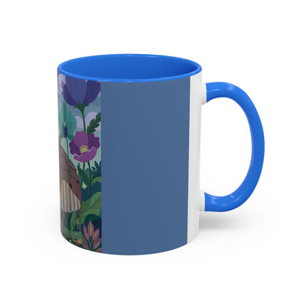 The Lady And The Enchanted Heron Colorful Mugs – Art Deco Botanical Elegance