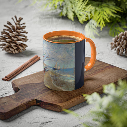 Fishing Boats on the Beach at Saintes-Maries by Vincent Van Gogh Colorful Mugs, 11oz