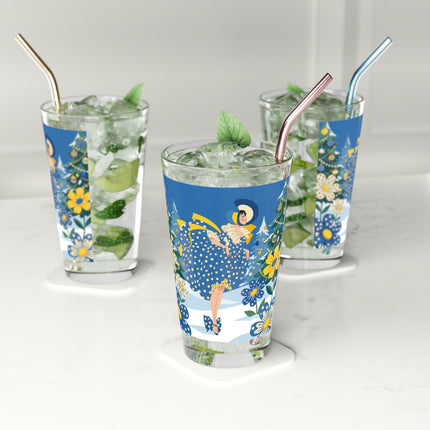💙🌼 The Bluebell Christmas Promenade Pint Glass – Art Deco Holiday Fantasy