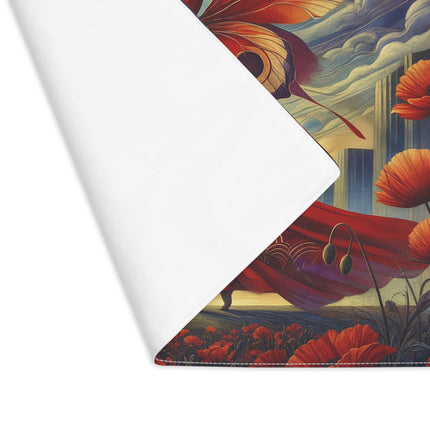🌺🧚‍♀️ The Poppy Fairy in the Wind Placemat – Enchanted Scarlet Poppy Fantasy