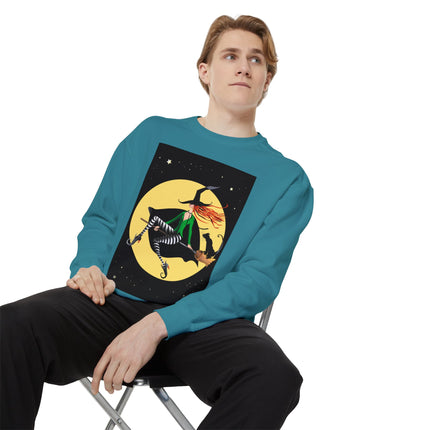 A Witch’s Moonlit Flight Unisex Garment-Dyed Sweatshirt