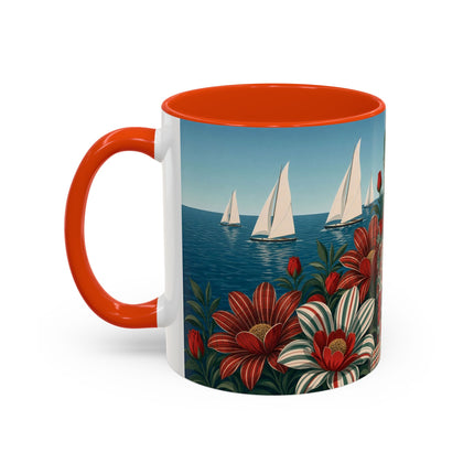 ⛵🌹 The Seaside Rose Traveler Colorful Mug – Art Deco Floral Elegance