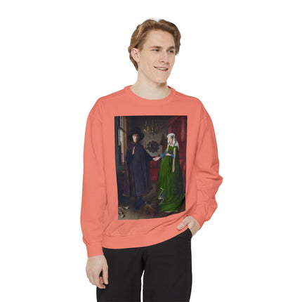 Arnolfini Portrait by Jan Van Eyck Unisex Garment-Dyed Sweatshirt
