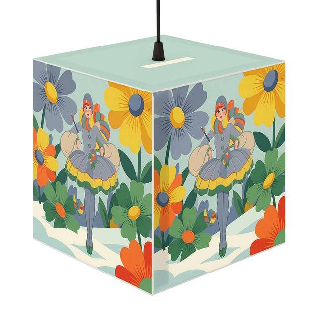 ❄️🌼 The Winter Flower Wanderer Light Cube Lamp – Colorful Art Deco Snow Fantasy