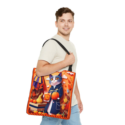 British Shorthair at an Autumn Market Tote Bag (AOP)