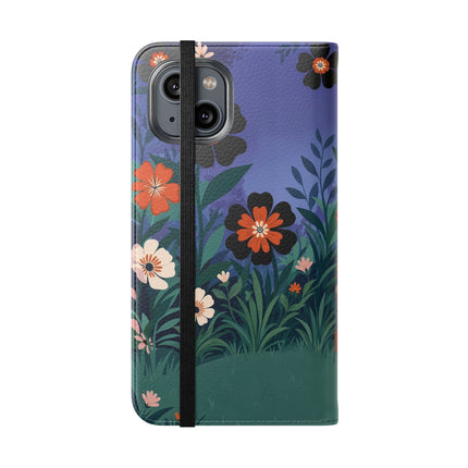 🌺🐈 The Lady Of The Midnight Garden Cat Flip Case – Art Deco Floral Fantasy