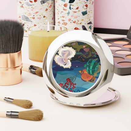Ocean Pearl Siren Compact Mirror – Mystical Mermaid & Marine Enchantment