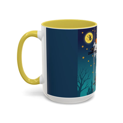 🐈‍⬛🎃 The Flying Black Cats Of Halloween Colorful Mug – Whimsical Storybook Charm