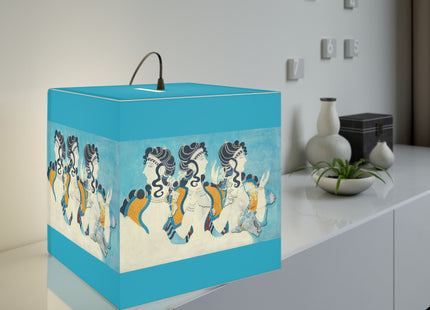 Reproduction of Ladies in Blue by Emile Gilliéron Light Cube Lamp