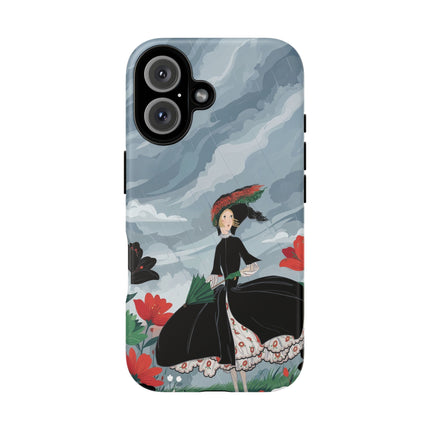 🌧️🌺 The Stormy Flower Walk Phone Case – Art Deco Floral Fashion