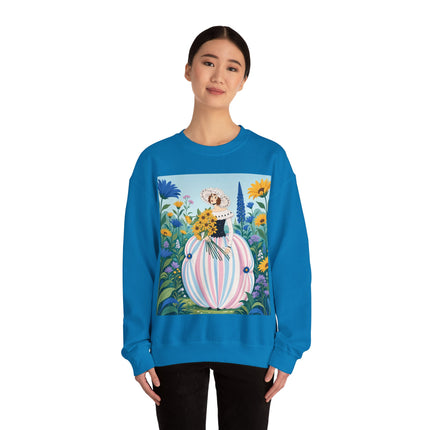 🌻🎀 The Sunflower Garden Bouquet Crewneck Sweatshirt – Art Deco Floral Elegance