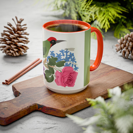 Woodpecker & Rose Colorful Mugs – Vibrant Spring & Bold Beauty