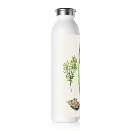 Tulip, Branches of Myrtle, and Shells by Maria Sibylla Merian Slim Water Bottle