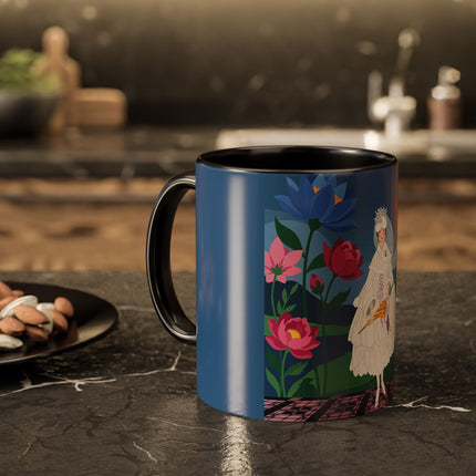 The Lady Of The Golden Parasol Colorful Mugs – Art Deco Botanical Elegance