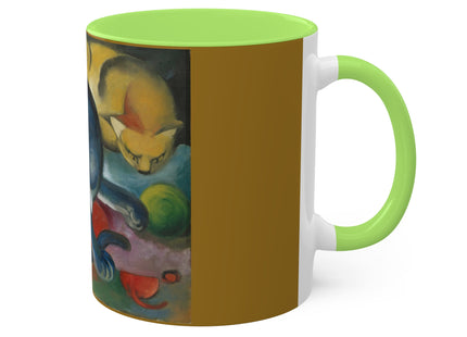 Two Cats, Blue and Yellow by Franz Marc Colorful Mugs, 11oz