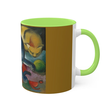 Two Cats, Blue and Yellow by Franz Marc Colorful Mugs, 11oz