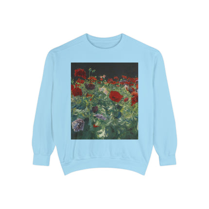 Poppies (A Study of Poppies for Carnation, Lily, Lily, Rose) by John Singer Sargent Unisex Garment-Dyed Sweatshirt
