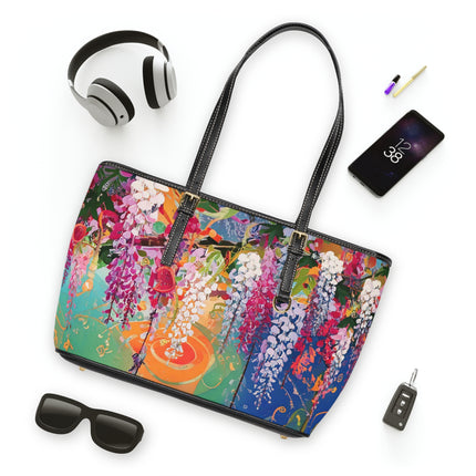 Golden Wisteria Elegance PU Leather Shoulder Bag