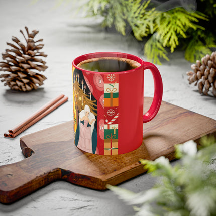 ❤️ The Lady Of The Candlelit Christmas Alcove Colorful Mug – Art Deco Holiday Elegance