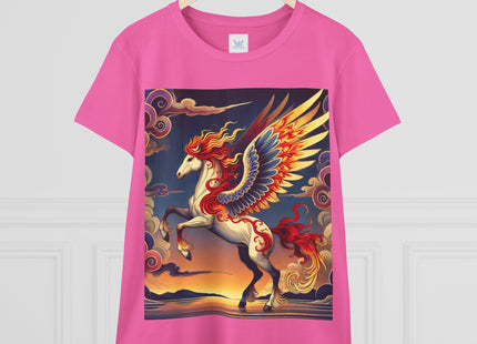 Flame-Winged Horse at Sunset Women's Midweight Cotton Tee