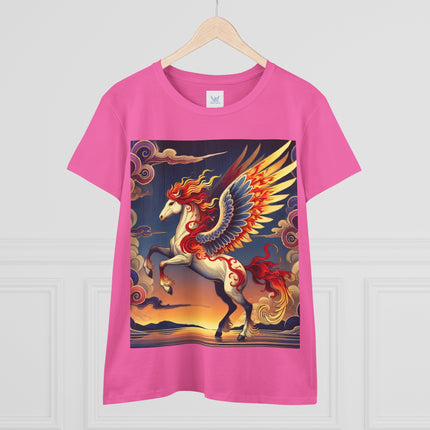 Flame-Winged Horse at Sunset Cotton Tee