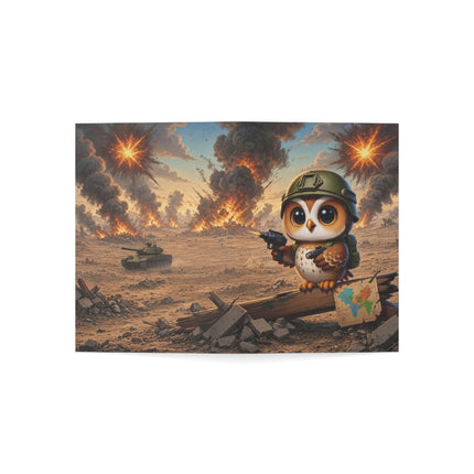 🦉💥 The Little Battlefield Scout Greeting Card – Whimsical Animal Adventure