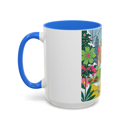 ☕🎄 Christmas Tea In The Snow Garden Colorful Mug – Art Deco Holiday Friendship