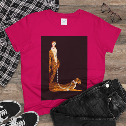 Leopard Queen Women's Midweight Cotton Tee – Exotic Glamour & Timeless Elegance