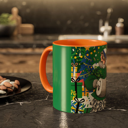 🍀🎄 The Emerald Holly Christmas Colorful Mug – Art Deco Holiday Elegance
