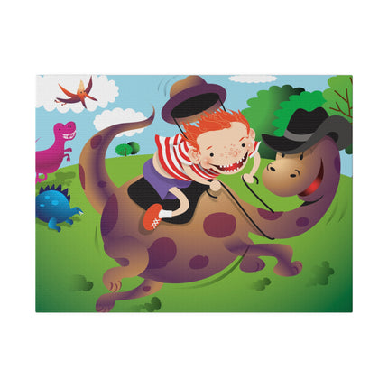 Rip-Roaring Fun – Playful Boy and Dinosaur Adventure
