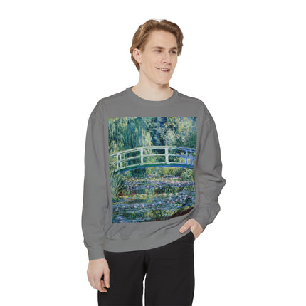 Water Lilies and Japanese Bridge by Claude Monet Unisex Garment-Dyed Sweatshirt