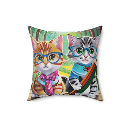 Kitten Scholars Spun Polyester Square Pillow