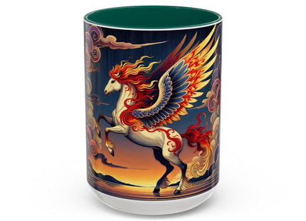 Flame-Winged Horse at Sunset Colorful Mugs (11oz, 15oz)