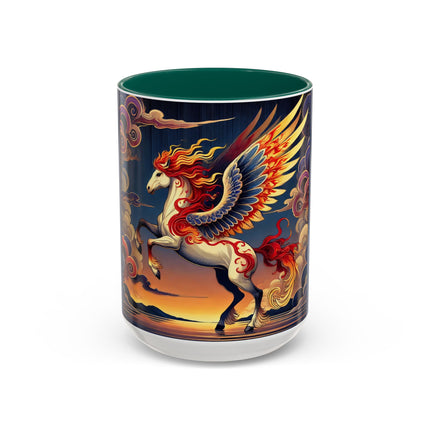 Flame-Winged Horse at Sunset Colorful Mugs (11oz, 15oz)