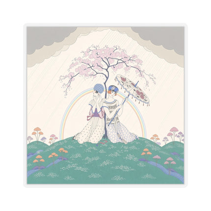 🌈☂️ Beneath The Rainbow Tree Kiss-Cut Stickers – Art Deco Spring Fantasy