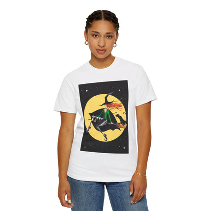 A Witch’s Moonlit Flight Unisex Garment-Dyed T-shirt