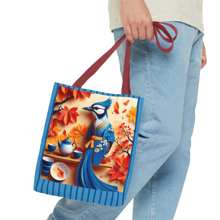 Blue Jay at an Autumn Tea Ceremony Tote Bag (AOP)