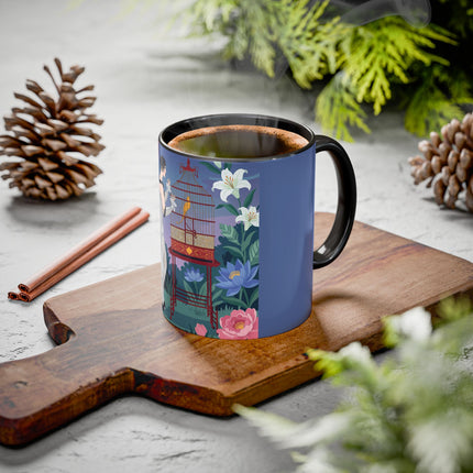Whispers to the Golden Songbird Colorful Mugs – Art Deco Garden Elegance