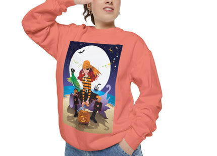 Moonlit Pirate Halloween Unisex Garment-Dyed Sweatshirt