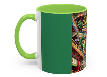 Tibetan Dragon Over Kabuki Duel Colorful Mugs (11oz, 15oz)