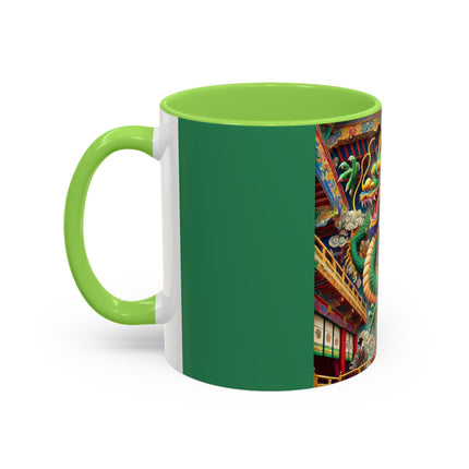 Tibetan Dragon Over Kabuki Duel Colorful Mugs (11oz, 15oz)